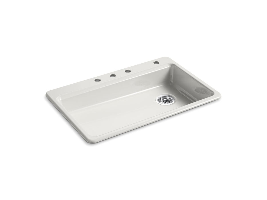 KOHLER K-8689-4 Riverby 33" top-mount single-bowl kitchen sink