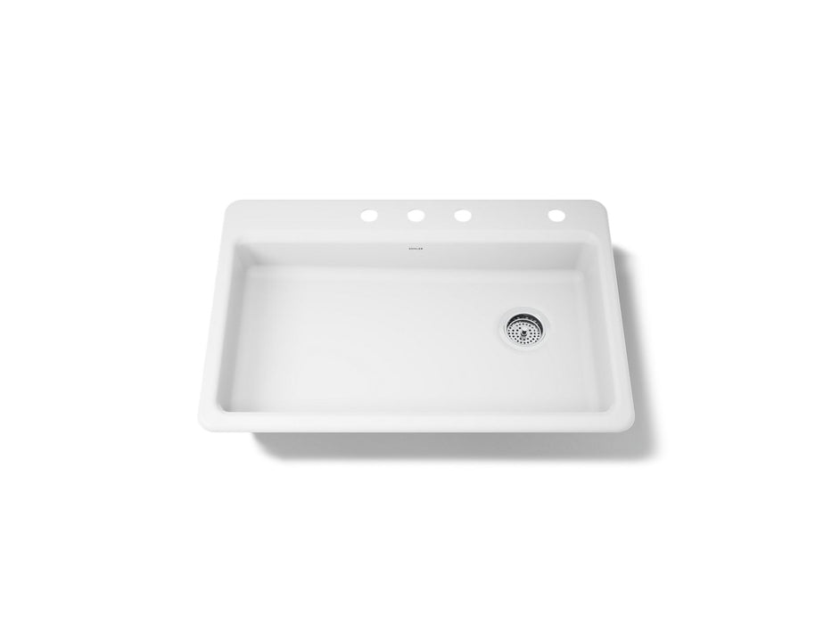 KOHLER K-8689-4 Riverby 33" top-mount single-bowl kitchen sink