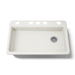 KOHLER K-8689-5U Riverby 33" undermount single-bowl kitchen sink, biscuit