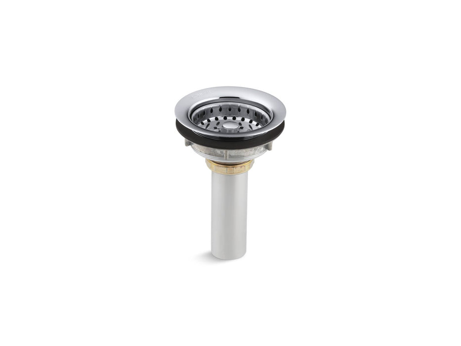 KOHLER K-8813 Stainless steel sink drain and strainer with tailpiece for 3-1/2" to 4" outlet, polished chrome