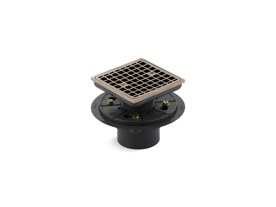 KOHLER K-9136 Clearflo Square design tile-in shower drain, vibrant brushed bronze