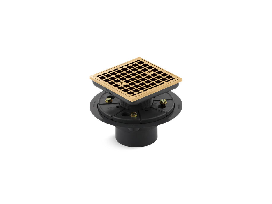 KOHLER K-9136 Clearflo Square design tile-in shower drain, vibrant brushed moderne brass