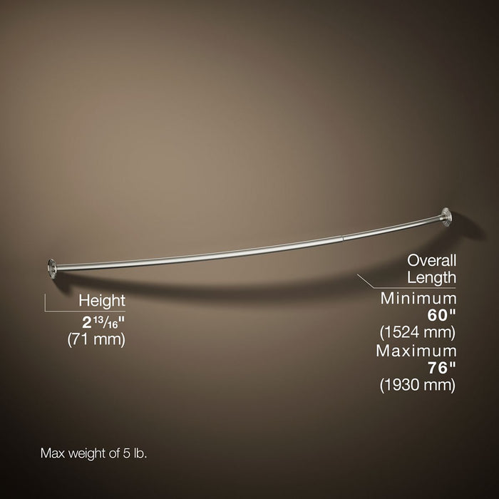 KOHLER K-9349 Expanse Curved shower rod, vibrant polished nickel - view 4