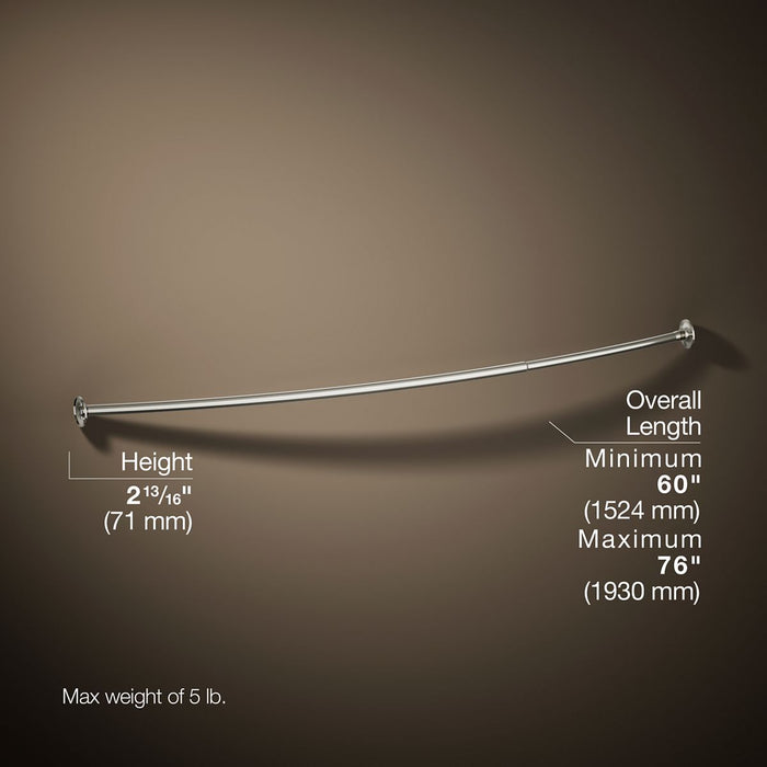 KOHLER K-9350 Expanse Curved shower rod, vibrant polished nickel - view 4