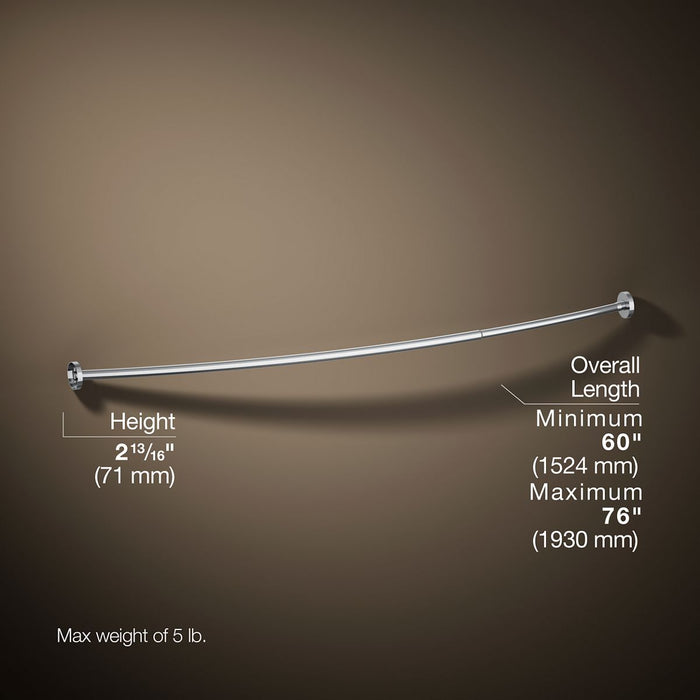 KOHLER K-9351 Expanse Curved shower rod, polished stainless - view 4