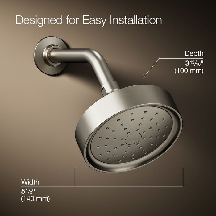 KOHLER K-965-AK Purist Single-function showerhead, 2.5 gpm, vibrant brushed nickel - view 3