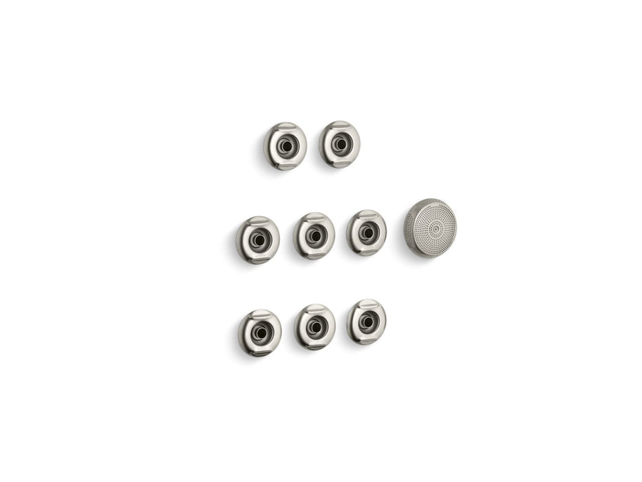 KOHLER K-9698 Flexjet Whirlpool trim kit with eight jets, vibrant brushed nickel