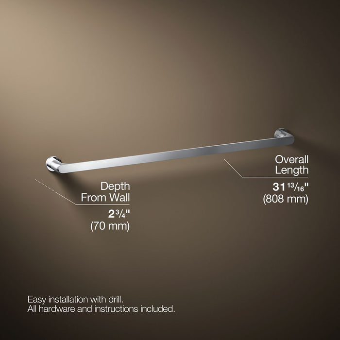 KOHLER K-97027 Avid 30" towel bar, polished chrome - view 5