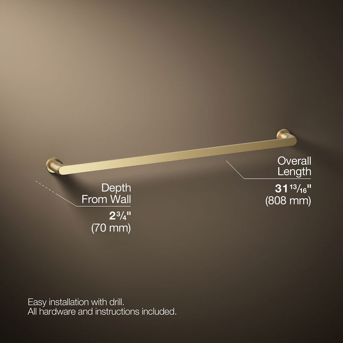 KOHLER K-97027 Avid 30" towel bar, vibrant brushed moderne brass - view 4