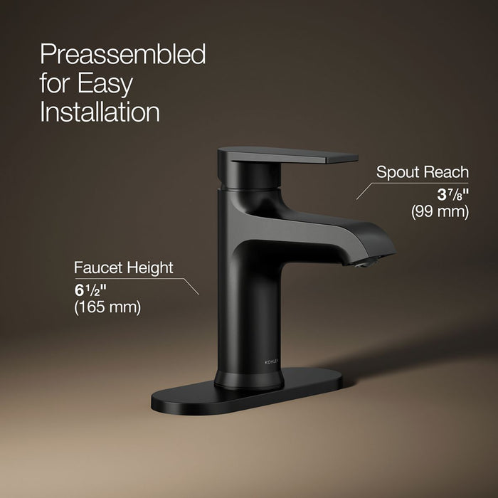 KOHLER K-97061-4 Hint Single-handle bathroom sink faucet, 1.2 gpm, matte black - view 3