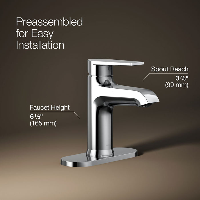 KOHLER K-97061-4 Hint Single-handle bathroom sink faucet, 1.2 gpm, polished chrome - view 3