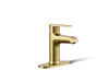 KOHLER K-97061-4 Hint Single-handle bathroom sink faucet, 1.2 gpm, vibrant brushed moderne brass