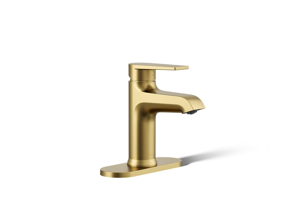 KOHLER K-97061-4 Hint Single-handle bathroom sink faucet, 1.2 gpm, vibrant brushed moderne brass
