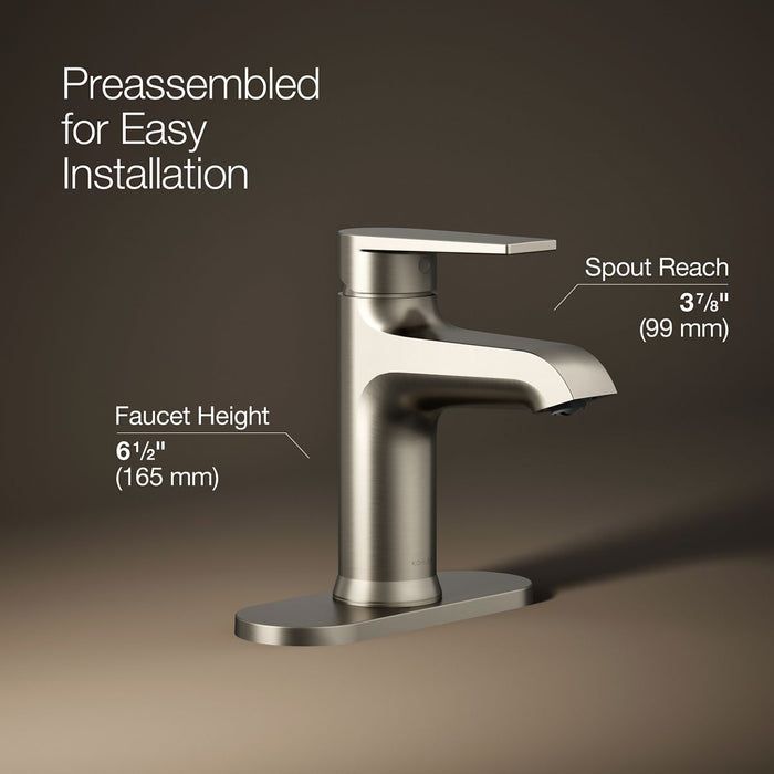 KOHLER K-97061-4 Hint Single-handle bathroom sink faucet, 1.2 gpm, vibrant brushed nickel - view 3