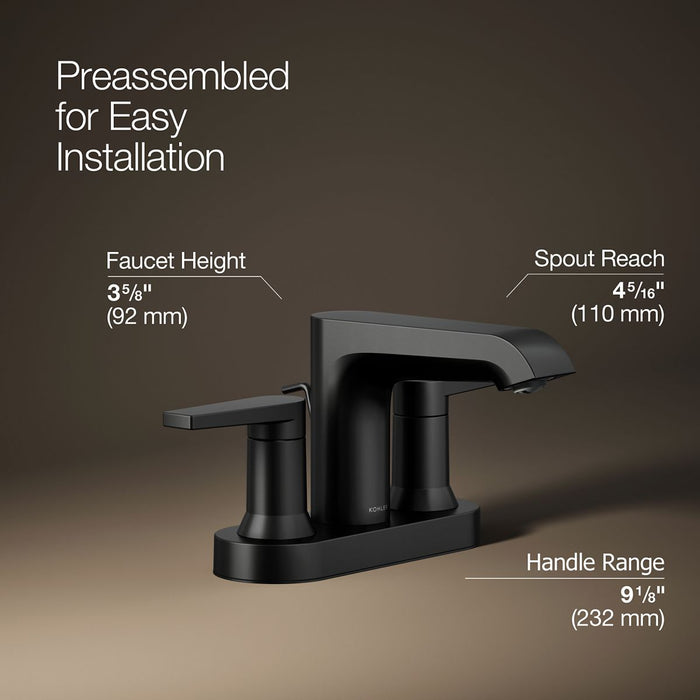 KOHLER K-97094-4 Hint Centerset bathroom sink faucet, 1.2 gpm