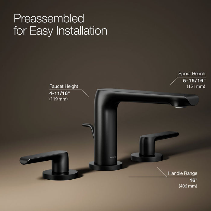 KOHLER K-97352-4N Avid Widespread bathroom sink faucet, 0.5 gpm, matte black - view 5