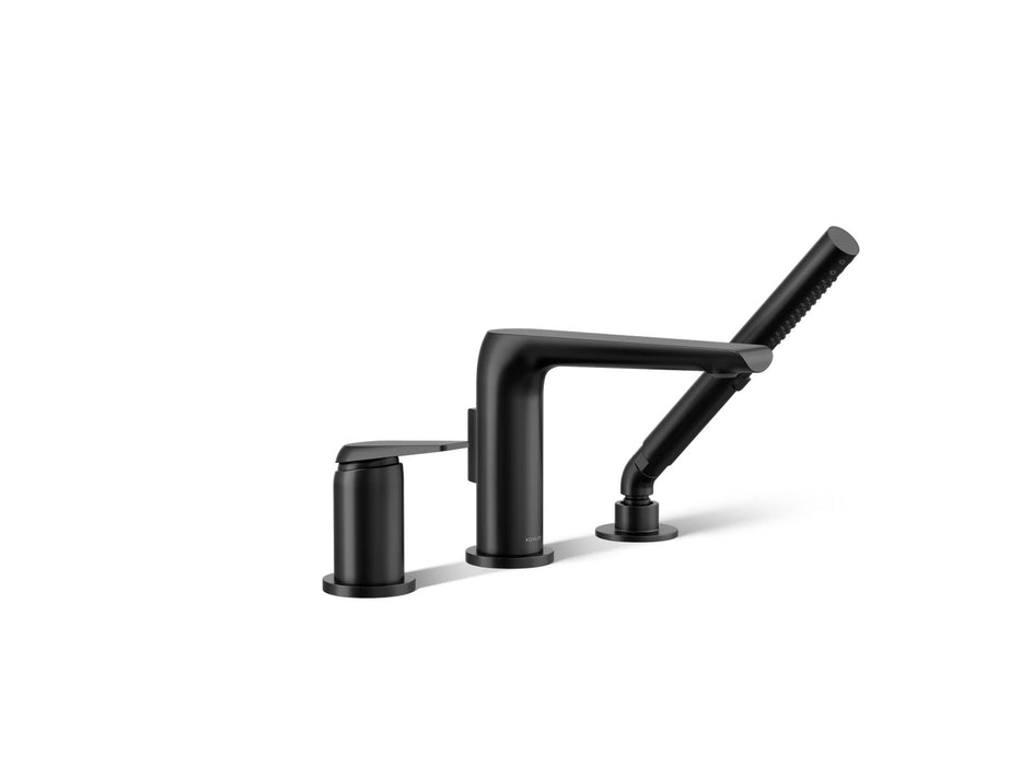 KOHLER K-97360-4 Avid Deck-mount bath faucet with handshower, matte black