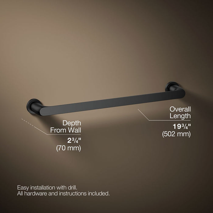 KOHLER K-97494 Avid 18" towel bar, matte black - view 4