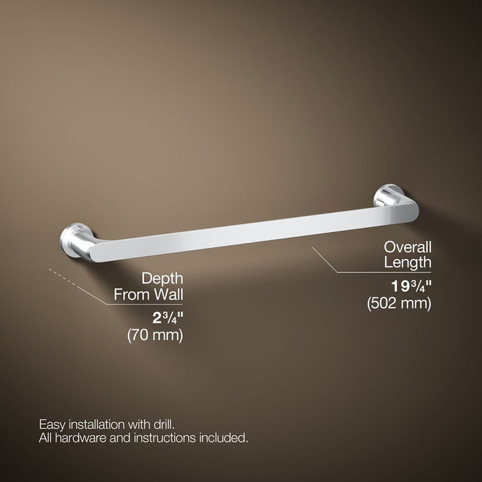 KOHLER K-97494 Avid 18" towel bar, polished chrome - view 5