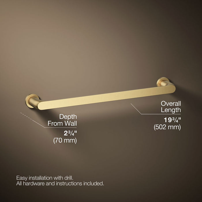 KOHLER K-97494 Avid 18" towel bar, vibrant brushed moderne brass - view 5