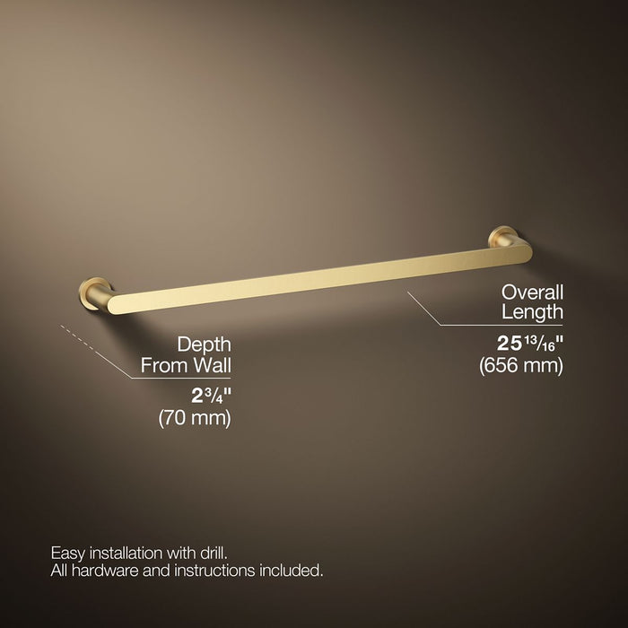 KOHLER K-97495 Avid 24" towel bar, vibrant brushed moderne brass - view 5