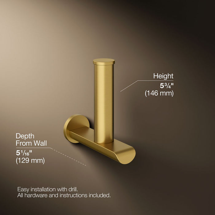KOHLER K-97502 Avid Vertical toilet paper holder, vibrant brushed moderne brass - view 5
