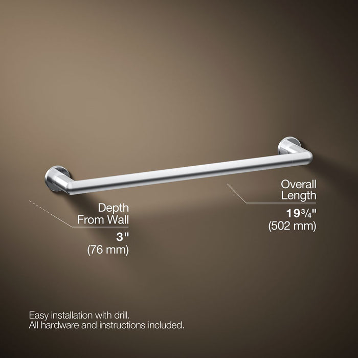 KOHLER K-97878 Kumin 18" towel bar, polished chrome - view 5