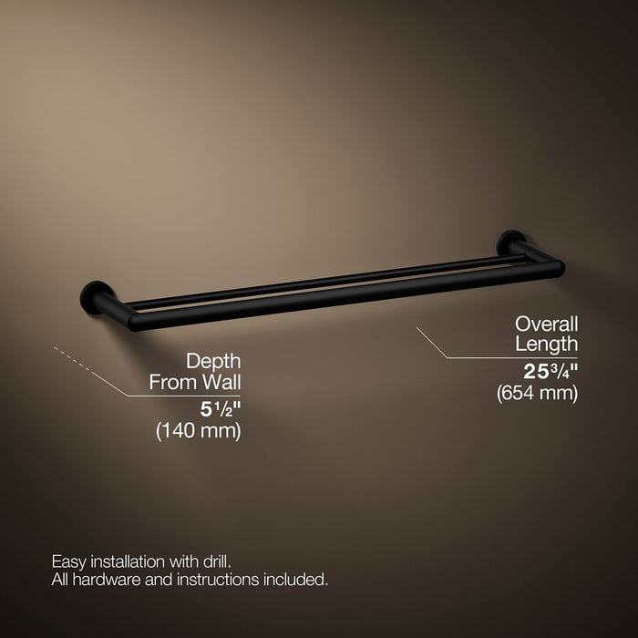 KOHLER K-97890 Kumin 24" double towel bar, matte black - view 5