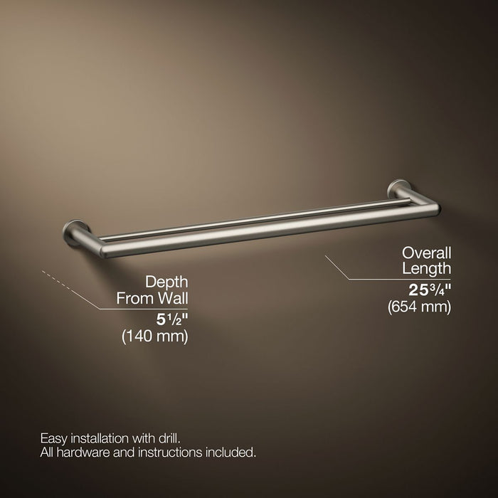 KOHLER K-97890 Kumin 24" double towel bar, vibrant brushed nickel - view 5