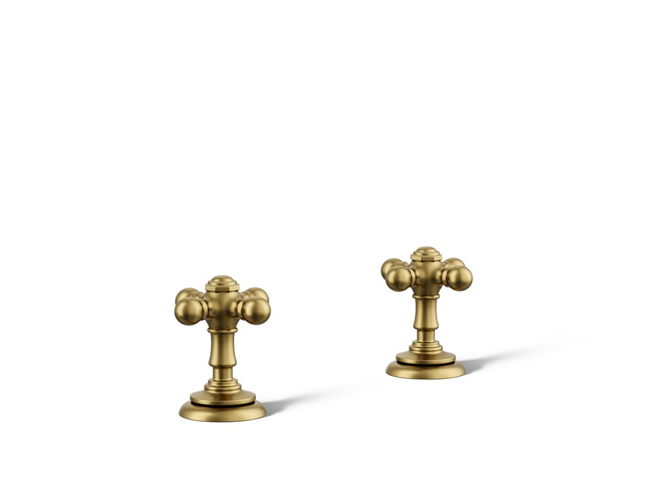 KOHLER K-98068-3 Artifacts Cross bathroom sink faucet handles, vibrant brushed moderne brass