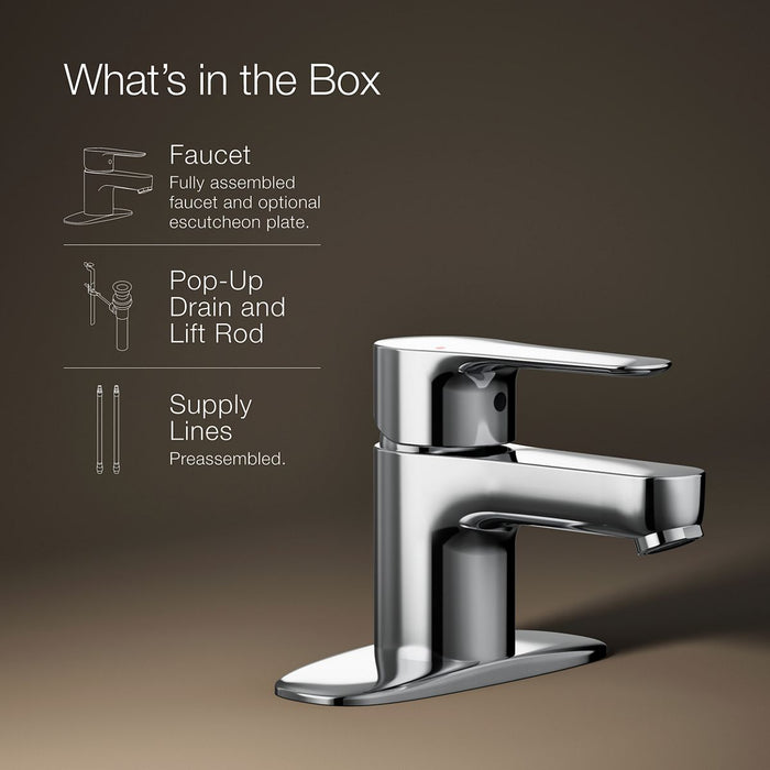 KOHLER K-98146-4 July Single-handle bathroom sink faucet, 1.2 gpm, polished chrome - view 5