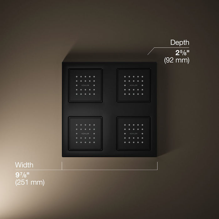 KOHLER K-98740 WaterTile Overhead shower panel with four 22-nozzle sprayheads, matte black - view 4