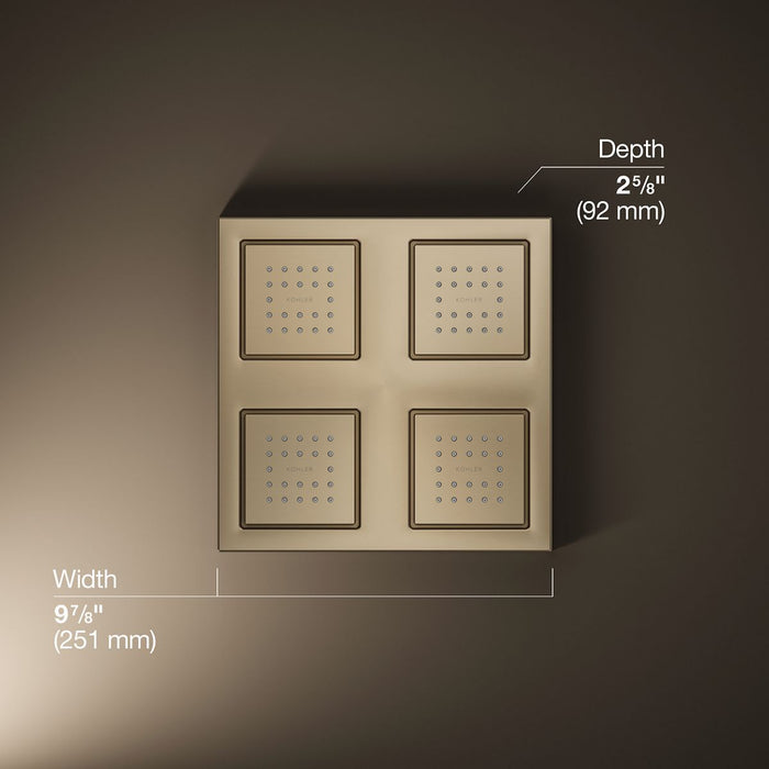 KOHLER K-98740 WaterTile Overhead shower panel with four 22-nozzle sprayheads, vibrant brushed bronze - view 4