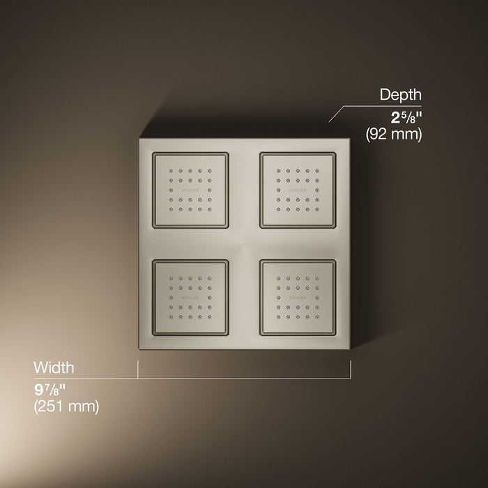 KOHLER K-98740 WaterTile Overhead shower panel with four 22-nozzle sprayheads, vibrant brushed nickel - view 5