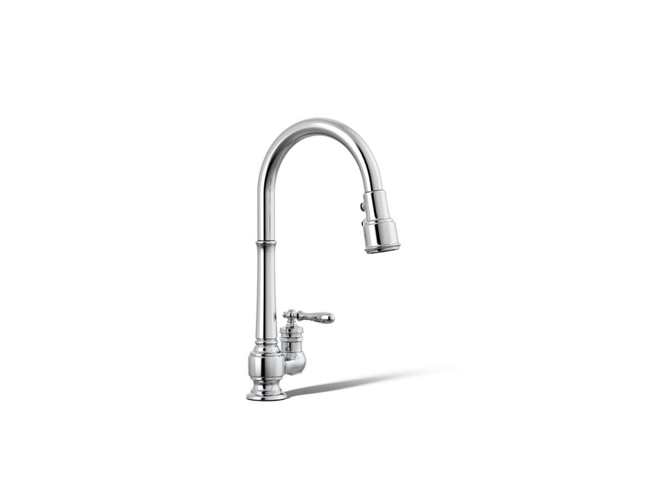 KOHLER K-99260 Artifacts Pull-down kitchen sink faucet with three-function sprayhead, polished chrome