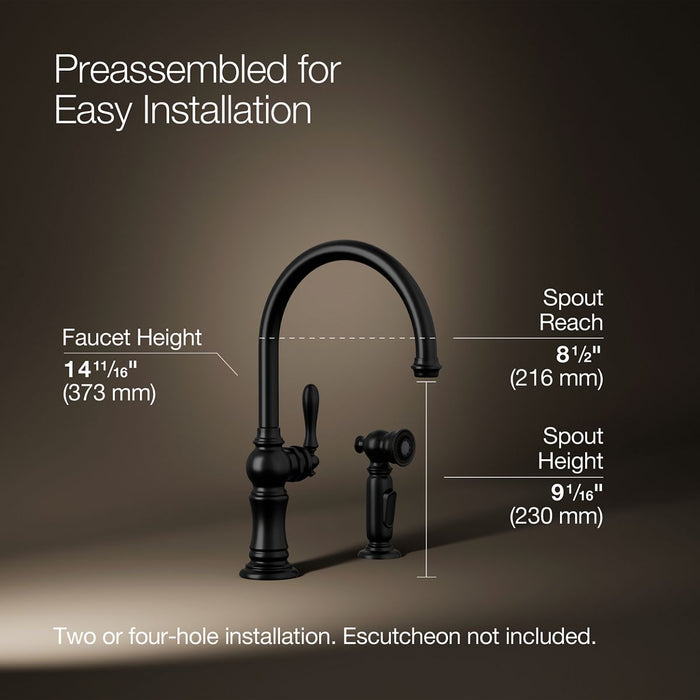 KOHLER K-99262 Artifacts Single-handle kitchen sink faucet with two-function sprayhead