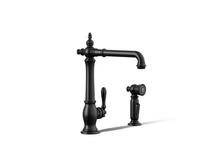 KOHLER K-99265 Artifacts Single-handle kitchen sink faucet with side sprayer