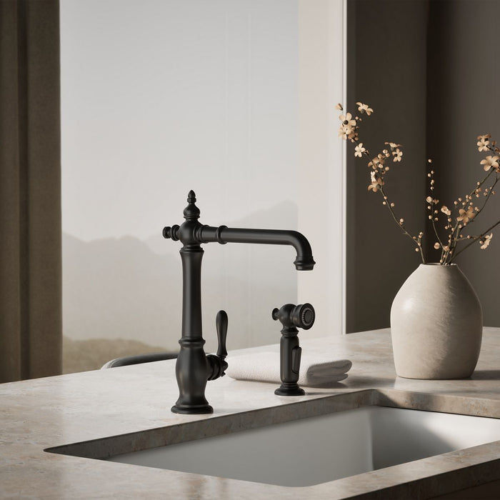 KOHLER K-99265 Artifacts Single-handle kitchen sink faucet with side sprayer