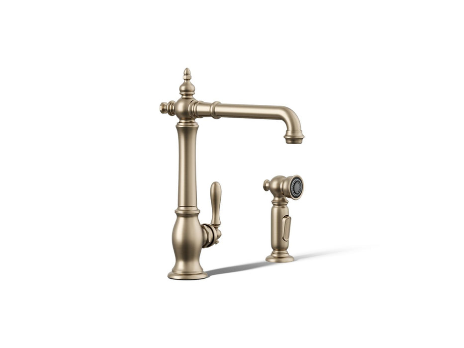 KOHLER K-99265 Artifacts Single-handle kitchen sink faucet with side sprayer