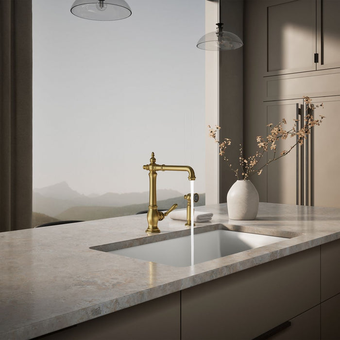 KOHLER K-99265 Artifacts Single-handle kitchen sink faucet with side sprayer