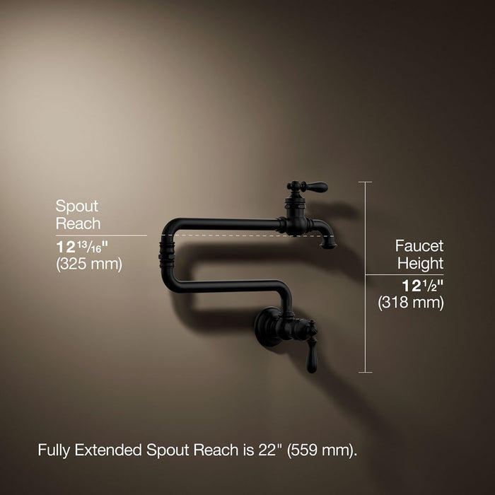 KOHLER K-99270 Artifacts Wall-mount pot filler, matte black - view 4