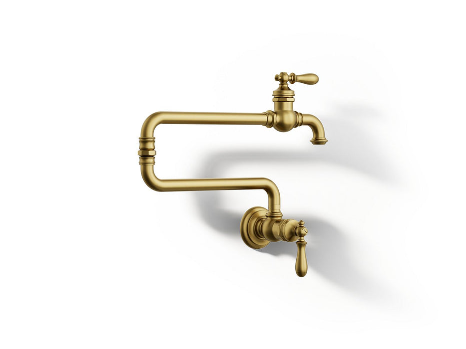 KOHLER K-99270 Artifacts Wall-mount pot filler, vibrant brushed moderne brass