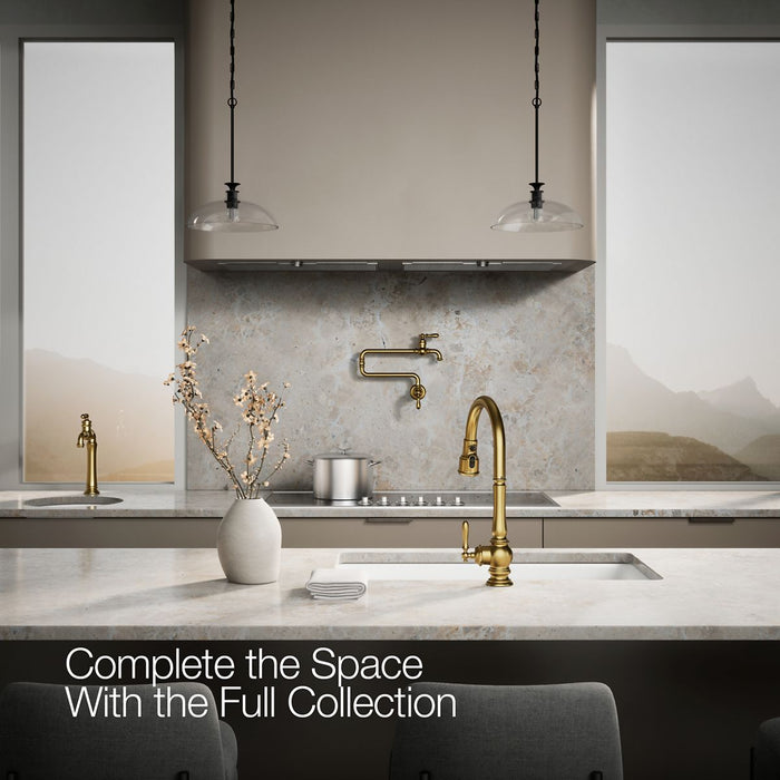 KOHLER K-99270 Artifacts Wall-mount pot filler, vibrant brushed moderne brass - view 2