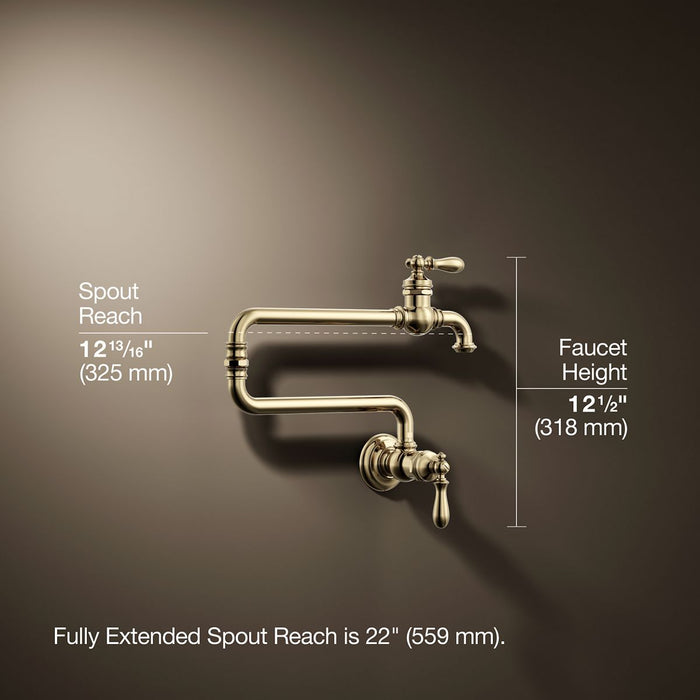 KOHLER K-99270 Artifacts Wall-mount pot filler, vibrant french gold - view 4
