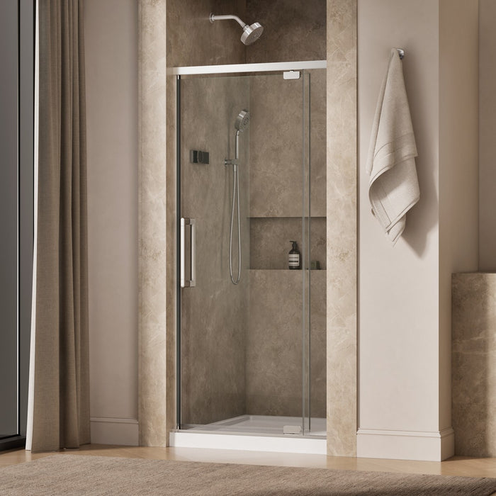 KOHLER K-CA37598-8L Statement 76" H pivot shower door with 5/16"-thick glass, bright polished silver - view 2
