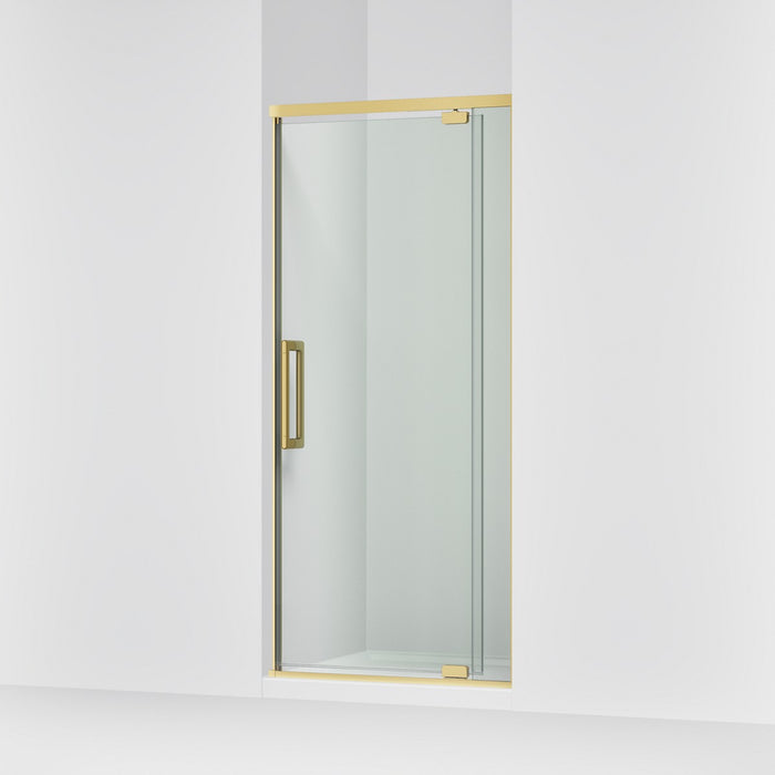 KOHLER K-CA37598-8L Statement 76" H pivot shower door with 5/16"-thick glass, vibrant brushed moderne brass - view 4