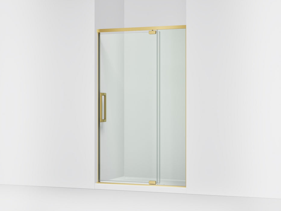 KOHLER K-CA37599-8L Statement 76" H pivot shower door with 5/16"-thick glass, vibrant brushed moderne brass