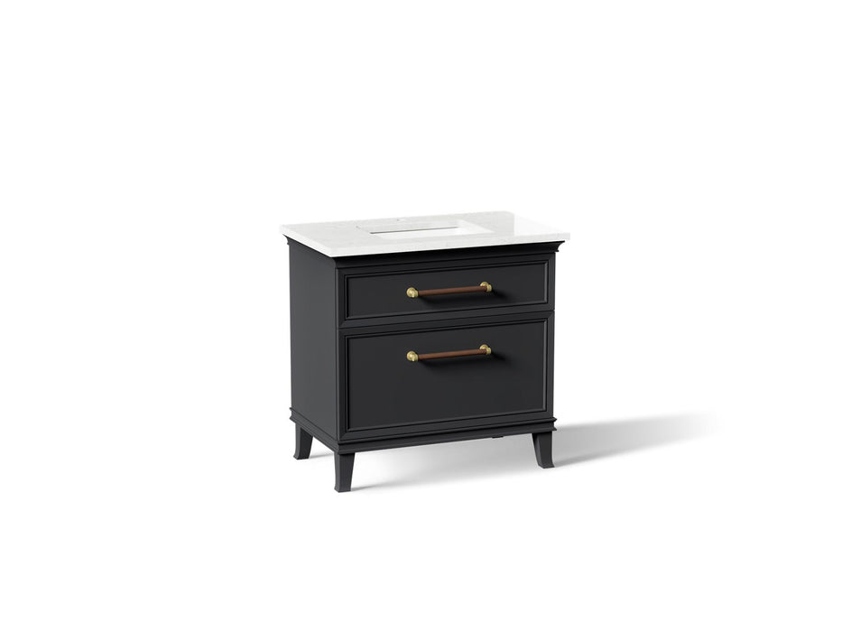 KOHLER K-CM33559-BD1 Artifacts 36" bathroom vanity cabinet with sink and quartz top, slate grey