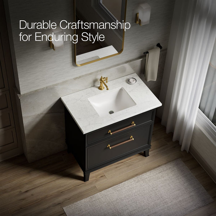 KOHLER K-CM33559-BD1 Artifacts 36" bathroom vanity cabinet with sink and quartz top, slate grey - view 2