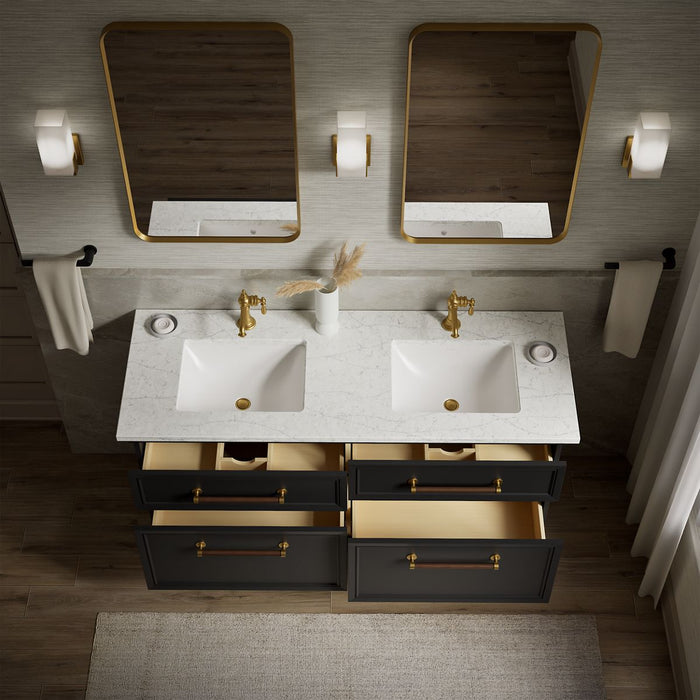 KOHLER K-CM33560-BD1 Artifacts 60" bathroom vanity cabinet with sinks and quartz top, slate grey - view 4